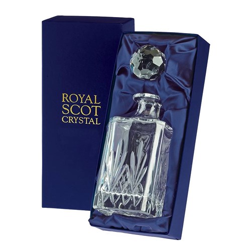 1 Royal Scot Crystal Square Spirit Decanter - Highland - PRESENTATION BOXED